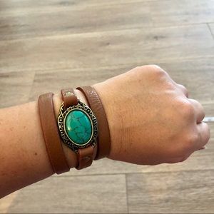 Reversible wrap leather, turquoise and brass🍂🍁